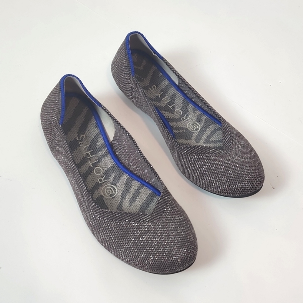 Rothy's gray metallic flats, sz 5.5